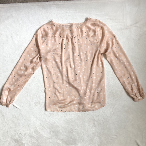 LOFT Sheer Daisy Floral Light Pink Long Sleeve Blouse - Picture 4 of 6